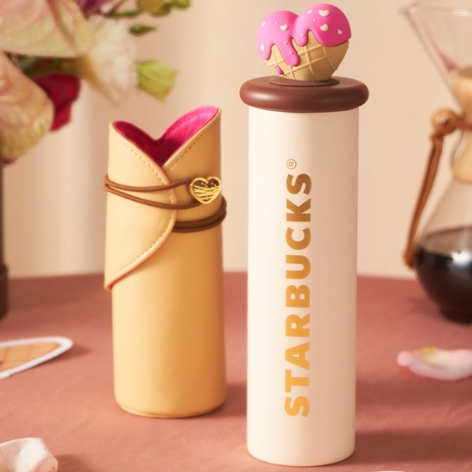 Starbucks cup China 2023 Valentine's Day online heart biscuit SS cup 330ml