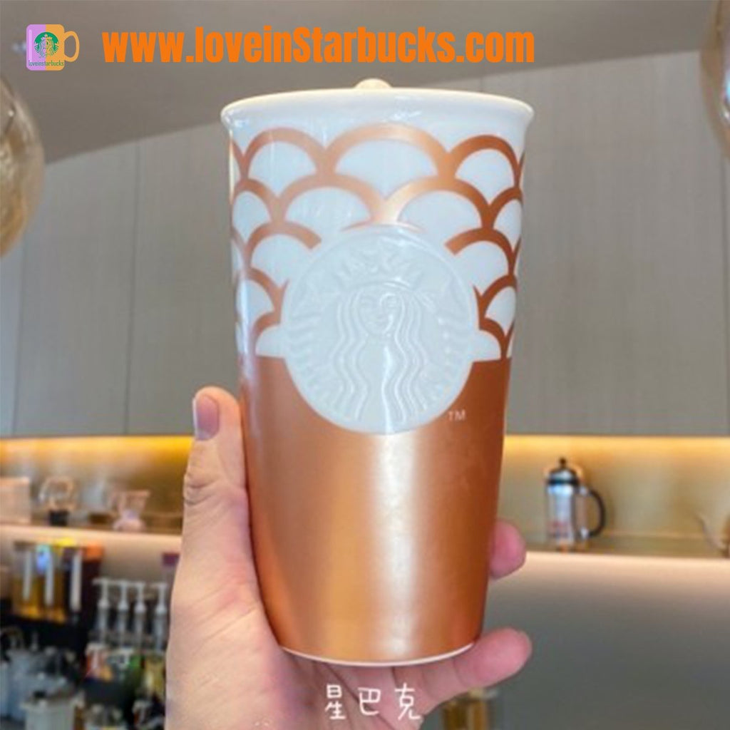 Starbucks fish scales Double Layer Ceramic Mug