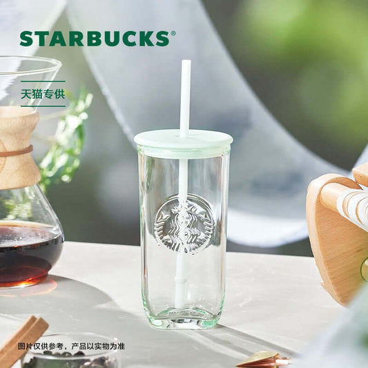 Starbucks China 2024 Colorful summer mint triangle straw glass 473ml