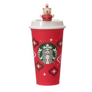 Starbucks 2023 Japan Christmas 1st wave reusable plastic cup with topper 16oz