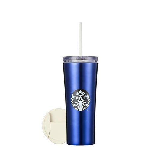 Starbucks Korea 2024 summer ocean blue straw cup 473ml double lids