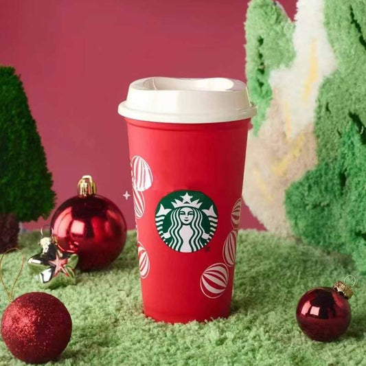 Starbucks China 2024 Christmas cute Winter plastic reusable cup 473ml without ball