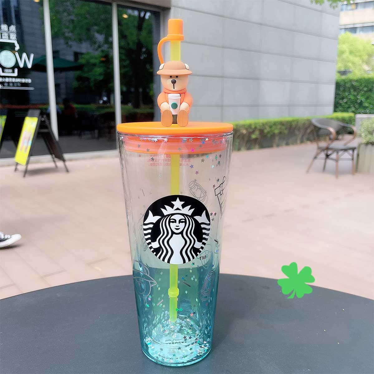 Starbucks China 2021 Camping Bear Double Classic Glass Straw Cup 591ml