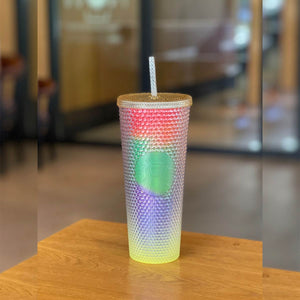 Starbucks Tumblers China 2023 Great love Series rainbow / pride studded straw cold cup 24oz