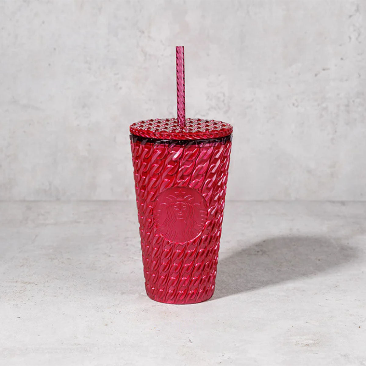 Starbucks Hong Kong 2024 Glittery Collection Red plastic straw cup 16oz