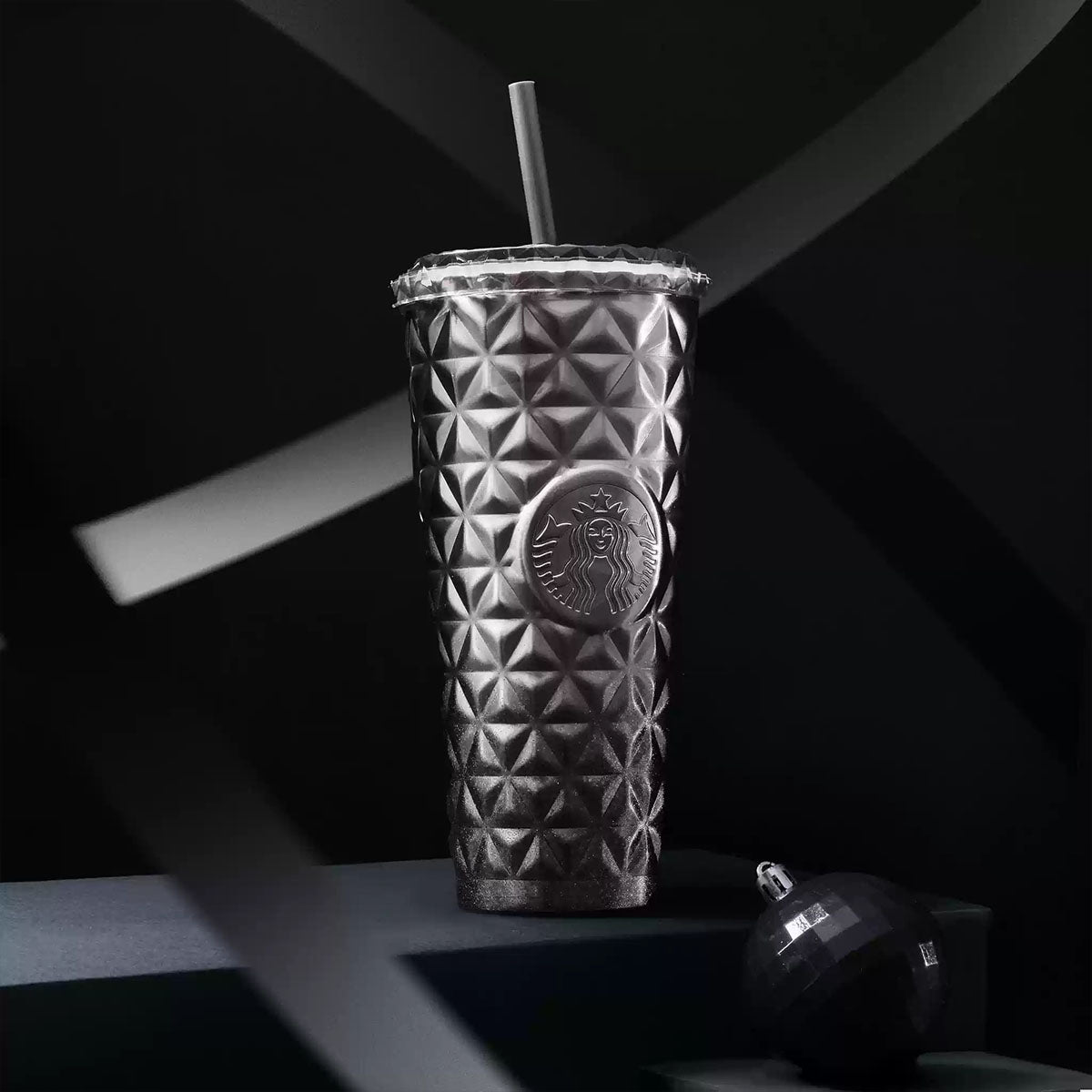 Starbucks Asia 2024 Christmas Sparkling Black and Grey series Stainless steel straw cup 591ml