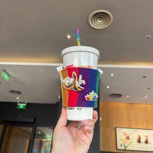 Starbucks Tumblers China 2023 Great love Series Rainbow stainless steel straw cup with cup sleeve 550ml