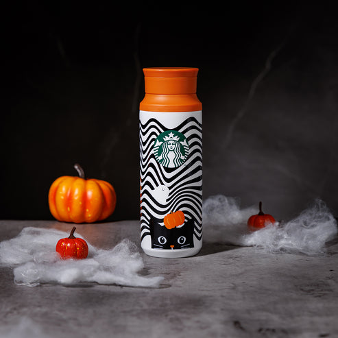 Starbucks HONG KONG Witch’s Halloween Party Collection BLACK CAT STAINLESS STEEL WITH STRIP 12OZ