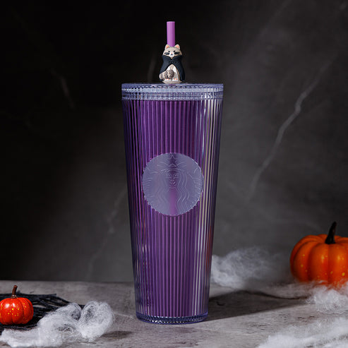 Starbucks Taiwan 2024 Halloween series GIDT stipe plastic straw cup 710ml 24oz