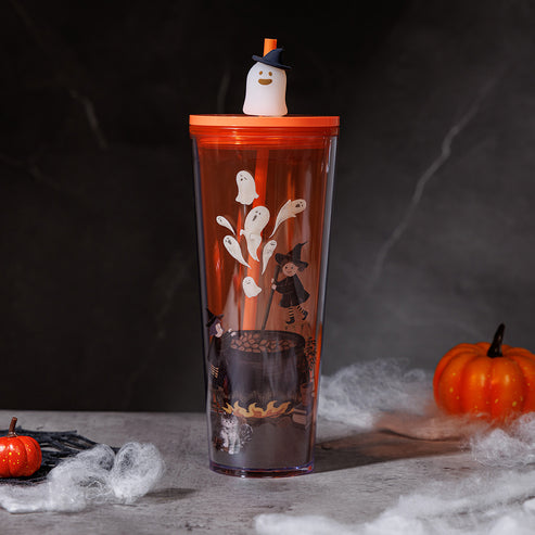 Starbucks Taiwan 2024 Halloween series orange glow in the dark straw cup 24oz