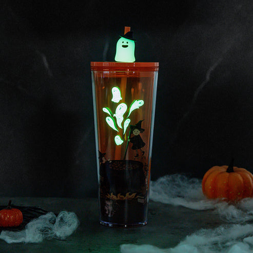 Starbucks Taiwan 2024 Halloween series orange glow in the dark straw cup 24oz