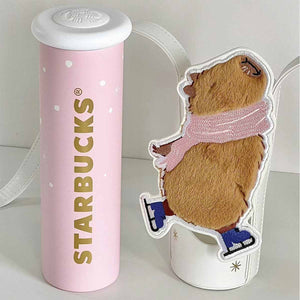 China 2023 Christmas online cute pet series Pink stainless steel cup 330ml with cup cover