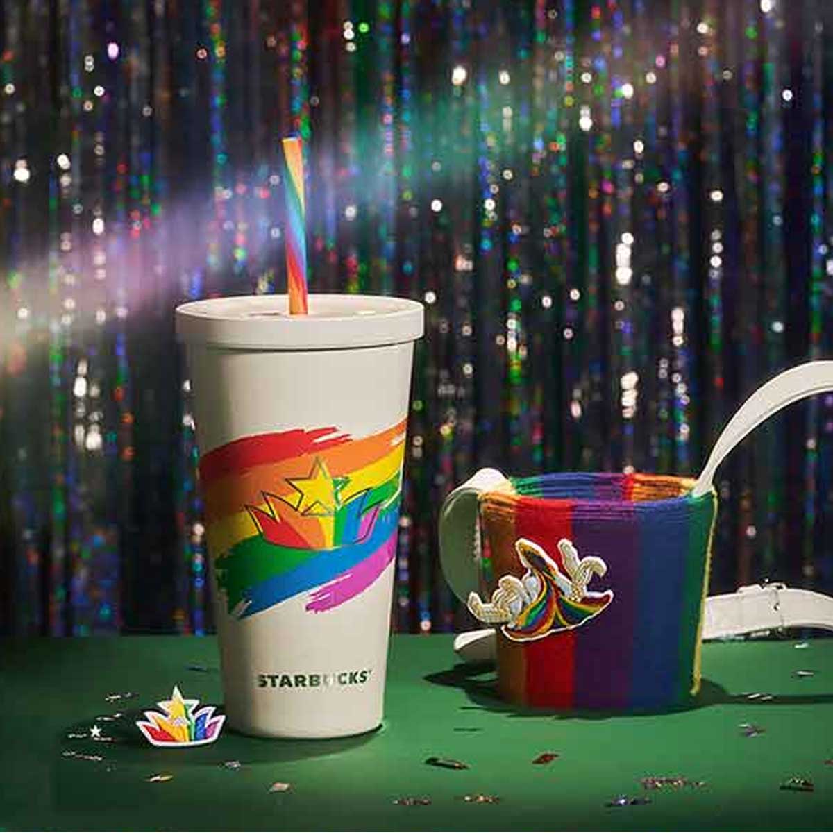 Starbucks Tumblers China 2023 Great love Series Rainbow stainless steel straw cup with cup sleeve 550ml