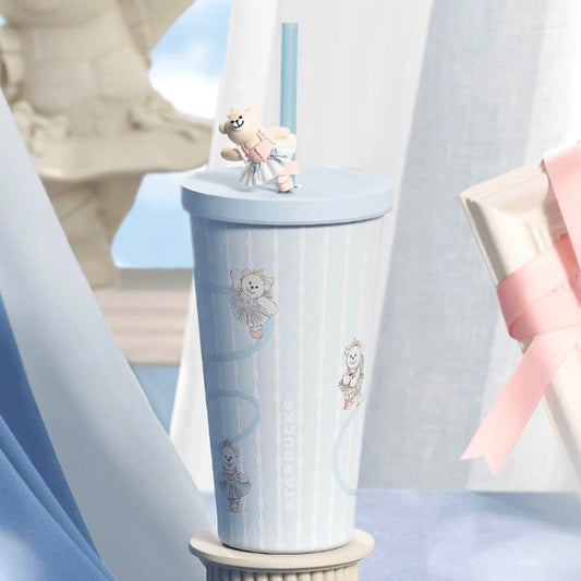 Starbucks China 2024 Princess Afternoon Tea Series Blue stainless steel straw cup 550ml