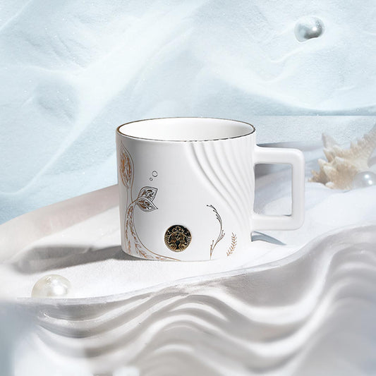 Starbucks China 2023 anniversary white gold mermaid series ceramic mug 315ml