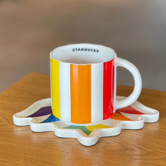 Starbucks Tumblers China 2023 Great love Series Rainbow ceramic cup and saucer set 370ml