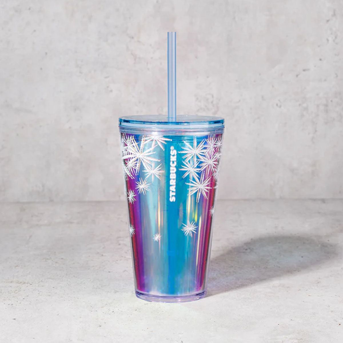 Starbucks Hong Kong 2024 Glittery Collection Snowflake plastic straw cup 16oz