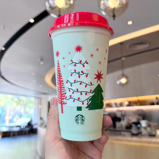 Starbucks Taiwan Christmas Tree Nightlight Reusable Plastic Cup 16oz