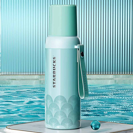 Starbucks China 2024 online cyan series Spiral tea filter thermos cup 600ml