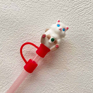 Not Starbucks, white cat Topper,  Dust-proof Accessories Fittings For Starbucks Straws ,DONOT sell alone 11#