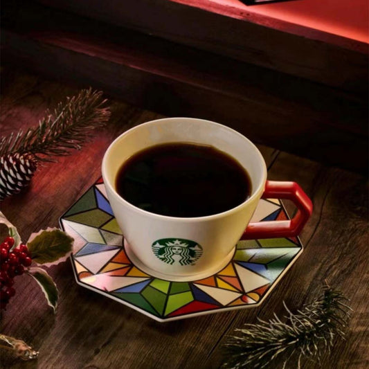 Starbucks China 2024 Christmas Colorful Kaleidoscope Series Ceramic cup and plate set