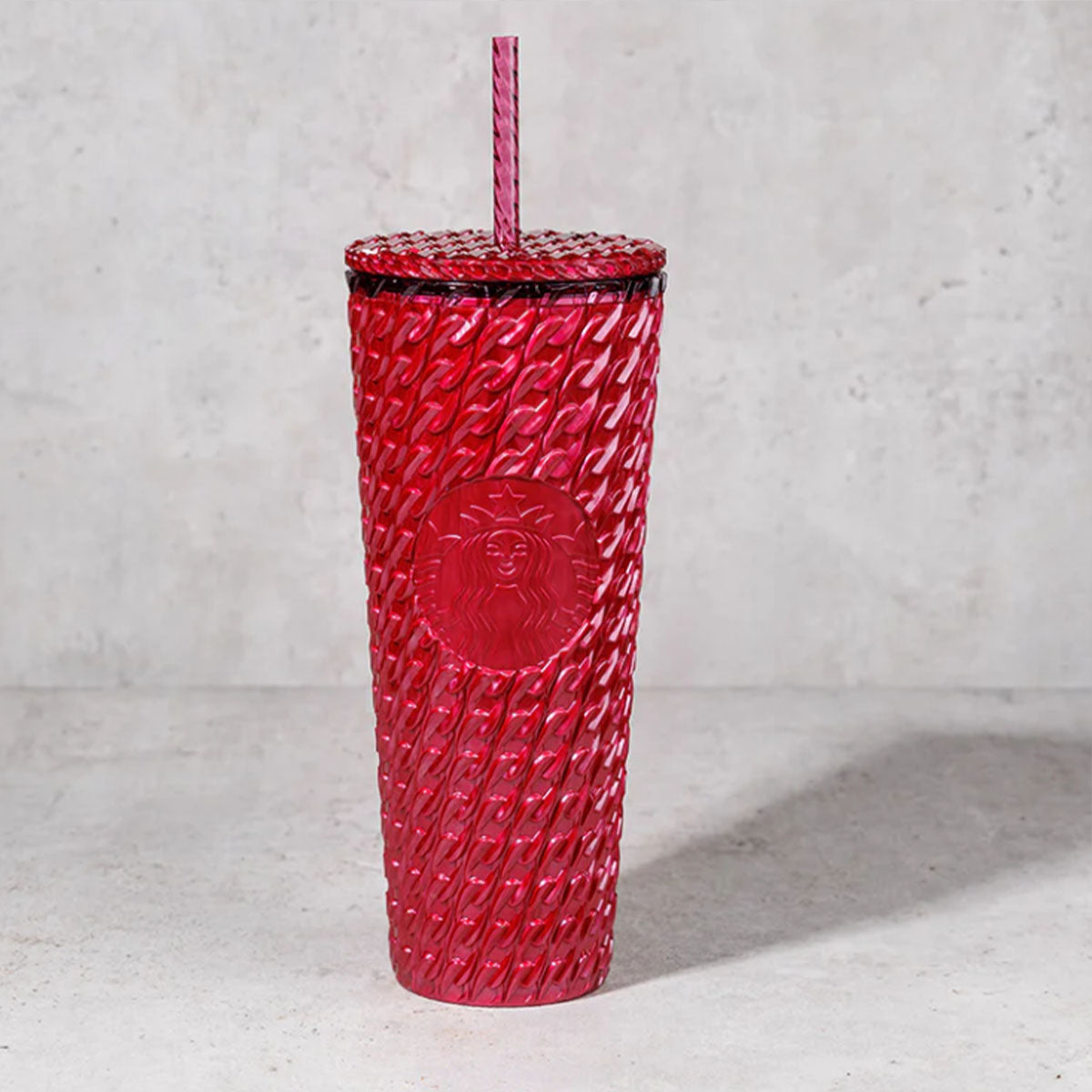 Starbucks Hong Kong 2024 Glittery Collection Red plastic straw cup 24oz