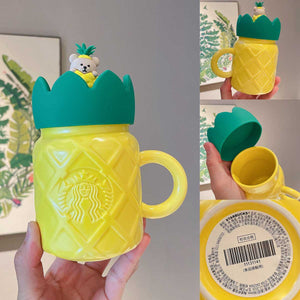 Starbucks China 2021 Colorful jungle Pineapple Bear Ceramic Mason Mug 465ml