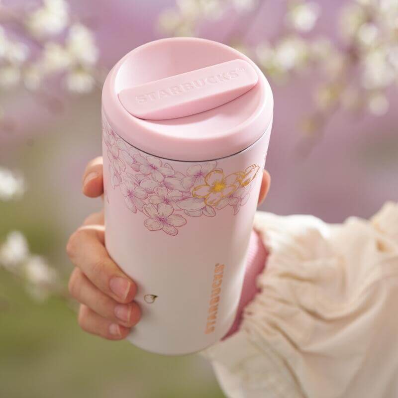 Starbucks China 2024 spring walk series Sakura Magnetic lid stainless steel cup 475ml 16oz