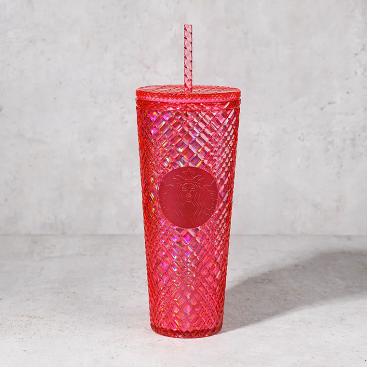 Starbucks Hong Kong 2024 Glittery Collection Pink plastic straw cup 24oz