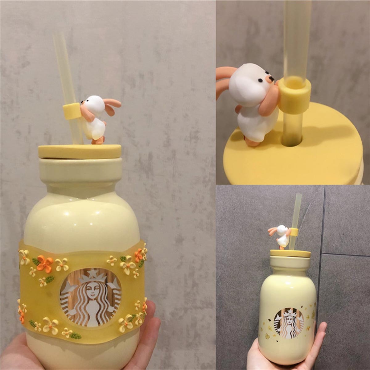 Starbucks China 2020 Mid-Autumn Festival bunny Falling osmanthus flower ceramic straw cup 430ml