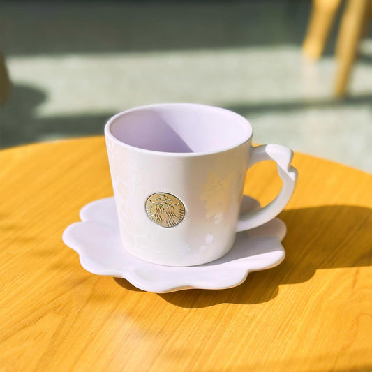 Starbucks tumbler China 2023 Summer blooming Purple Lavender Copper seal ceramic water cup with plate 365ml Starbucks loveinstarbucks