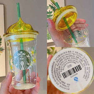 Starbucks China 2021 Colorful jungle Frappuccino Style Glass Straw Cup 550ml