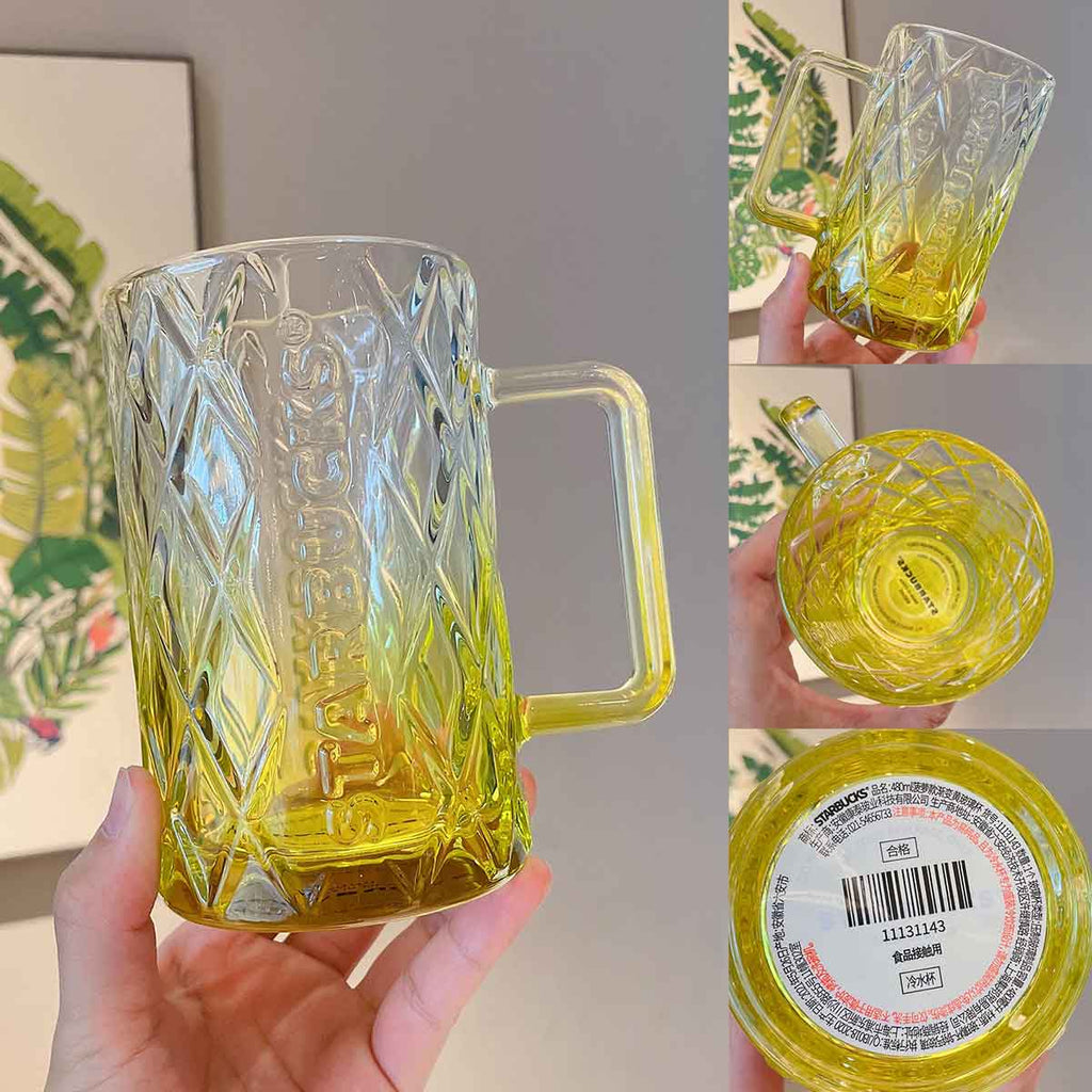 Starbucks China 2021 Colorful jungle Pineapple Gradated Yellow Glass 480ml