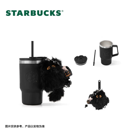 Starbucks China 2025 Halloween Dark Night Series Collection Stainless Steel Straw Cup with Plush Hanging Decoration 515ml 18.13oz