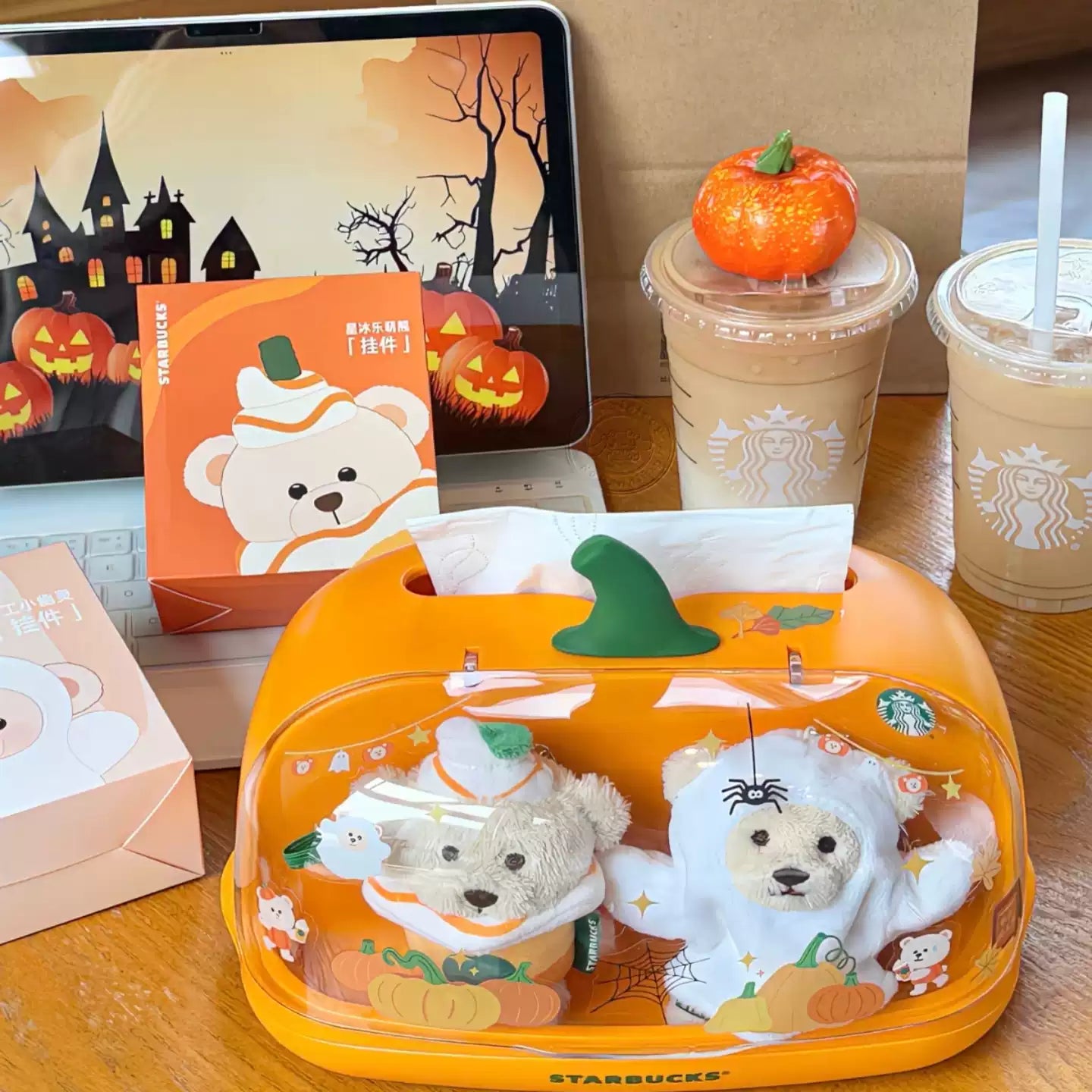 Starbucks China 2025 Halloween Pumpkin Figurine Display Tissue Box Starbucks China 2025 Halloween Pumpkin Figurine Display Tissue Box