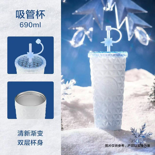 Starbucks China 2025 Snowlit Wonderland online series stainless steel straw cup 690ml 24.28oz