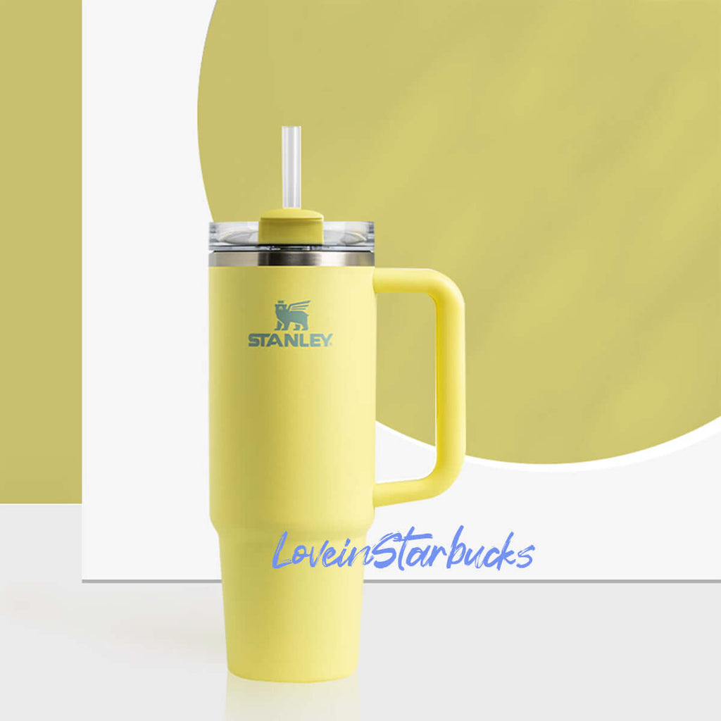 promotion Starbucks Taiwan 2023 butter yellow Finger buckle Straw cup