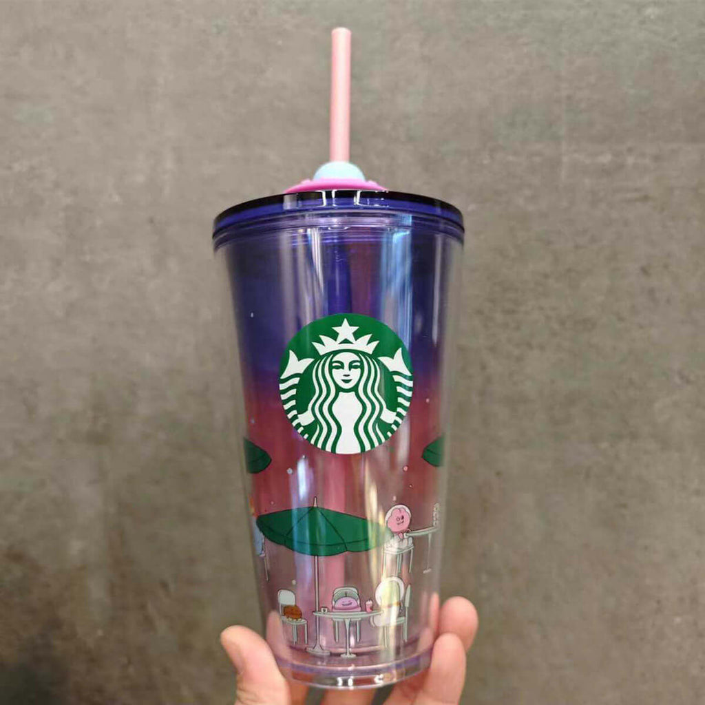 Starbucks HongKong Taiwan Outer Space and Whales series plastic straw cup 473ml