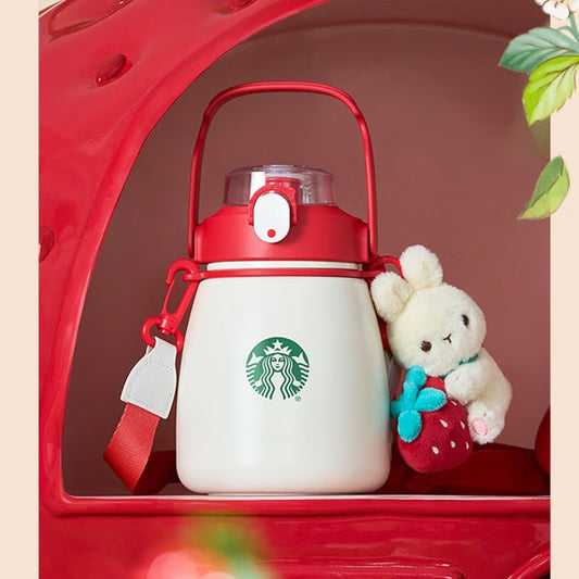 Starbucks China 2024 Strawberry Bunny Paradise series Stainless steel cup 1000ml with ornament