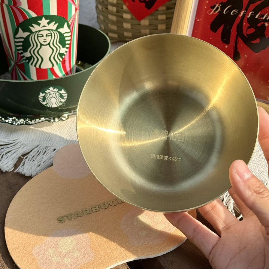 Starbucks China 2024 gold bowl with coaster