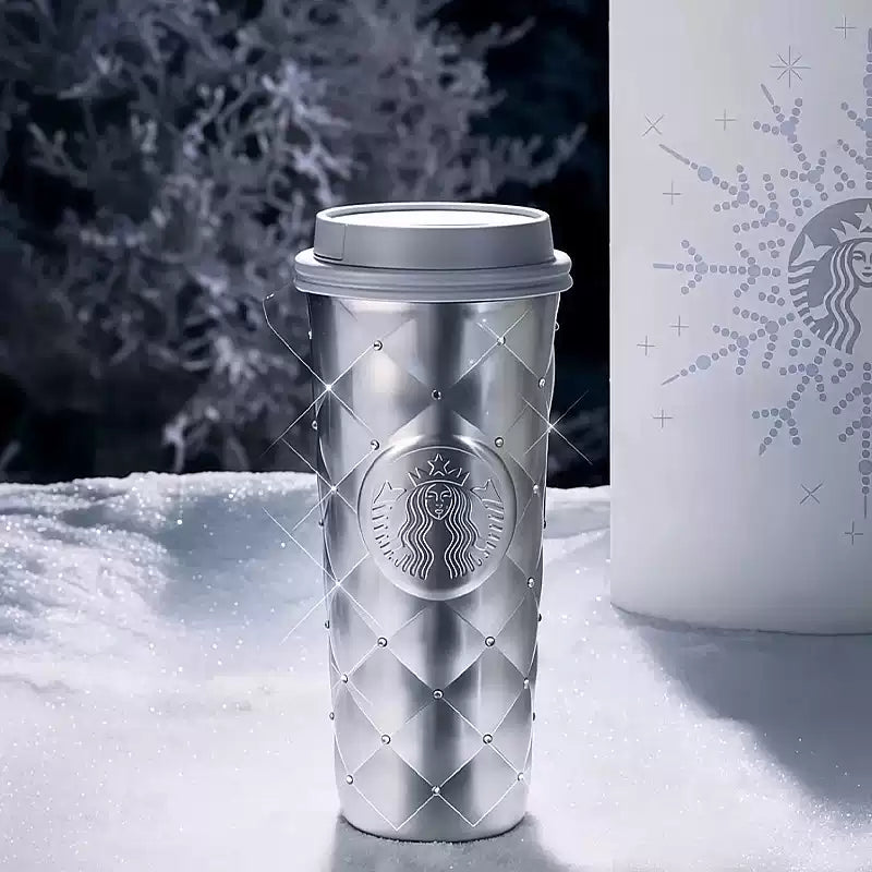 Starbucks China 2025 Snowlit Wonderland series Ice Blue Sparkling Diamond Pattern Insulated cup