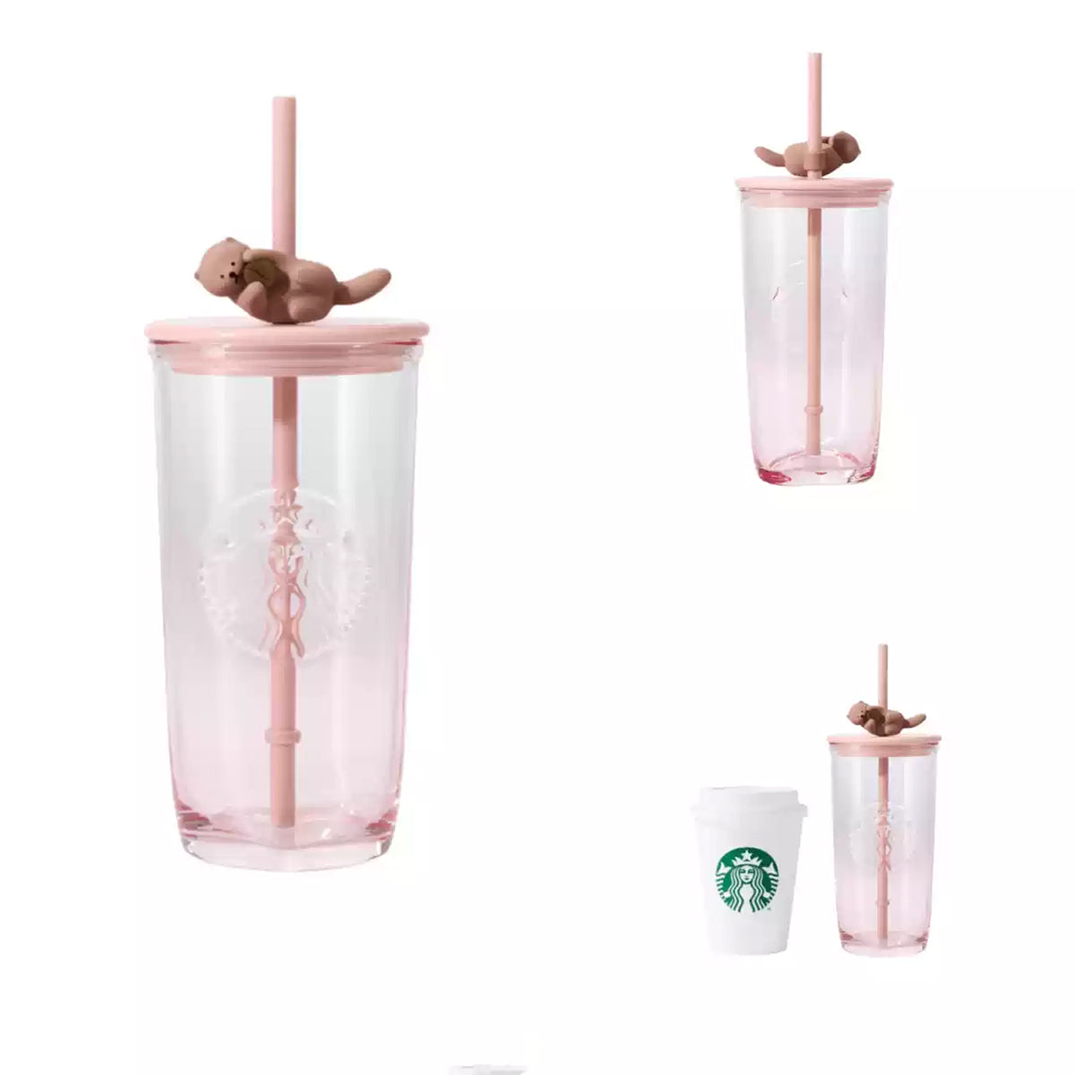 Starbucks China 2025 Valentine's Day Heart-Shaped Glass Straw Cup 500ml