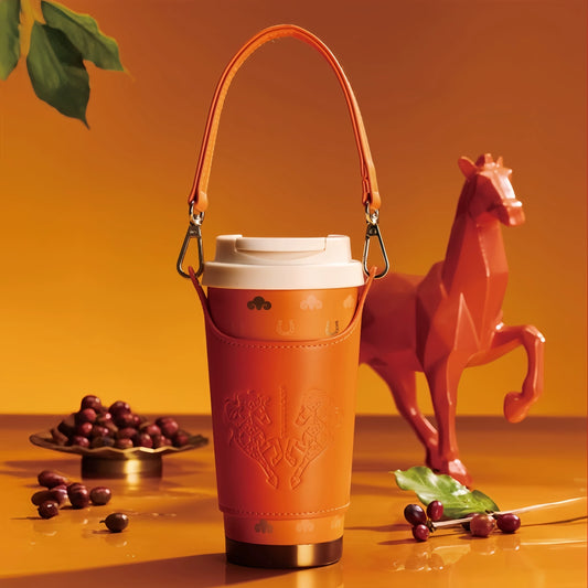 Starbucks China 2026 Year of the Horse series Orange Stainless Steel Tabletop Cup with Cup Cover 500ml 17.6oz