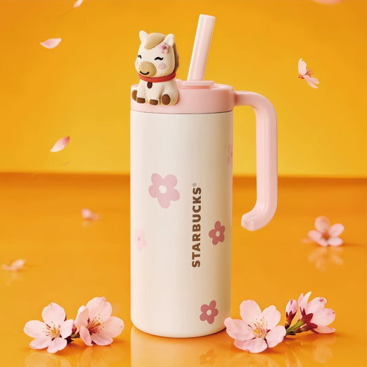Starbucks China 2026 Year of the Horse series Peach Blossom Pony Style Stainless Steel Straw Cup 610ml 21.47oz