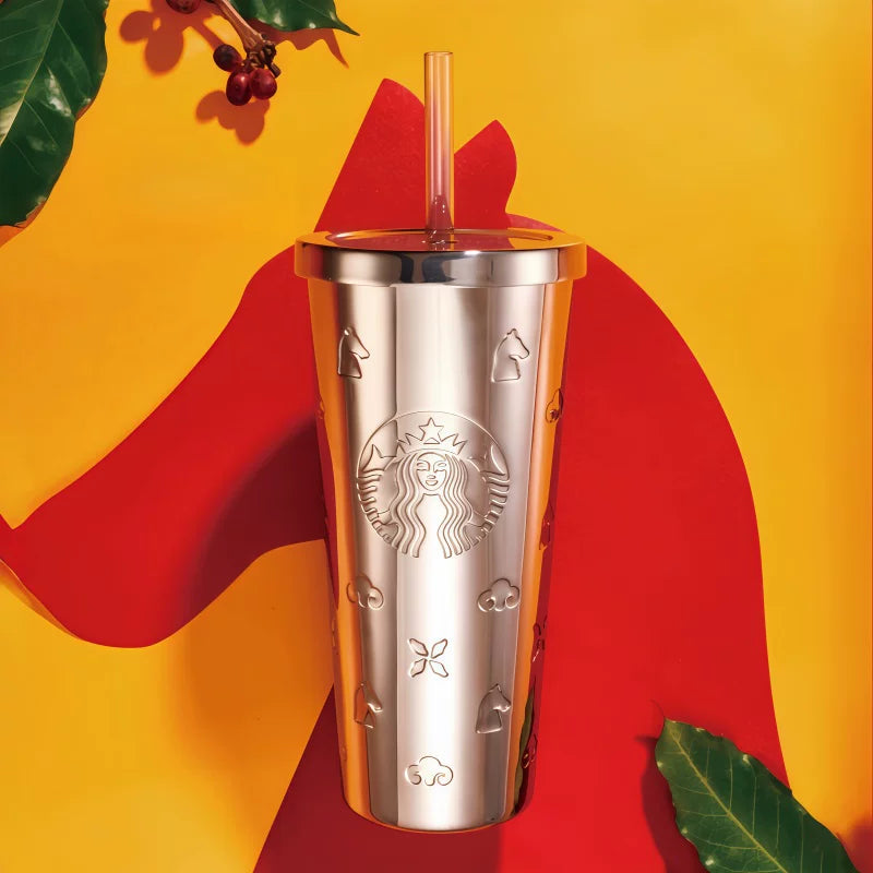 Starbucks China 2026 Year of the Horse series Stainless Steel Embossed Straw Cup 690ml 24.28oz