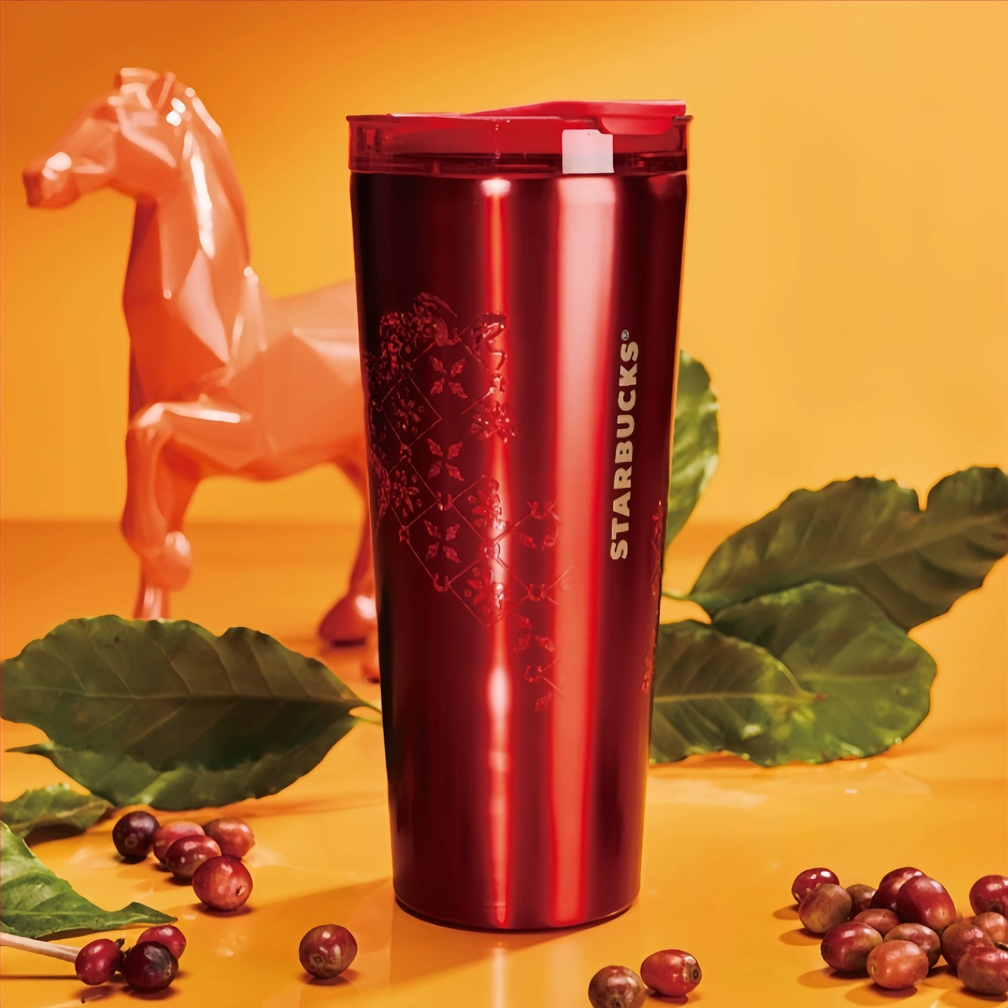 Starbucks China 2026 Year of the Horse series Red Stainless Steel Tabletop Cup 730ml 25.69oz