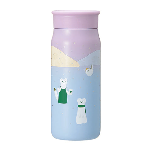 Starbucks Japan 2024 Shining Winter Stainless Steel Bottle Ermine & Long-tailed Tit Pink 355ml