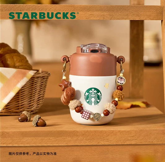 Starbucks China 2025 Bear Dessert House Series Stainless Steel Suitable Cup with Pendant 353ml 12.42oz