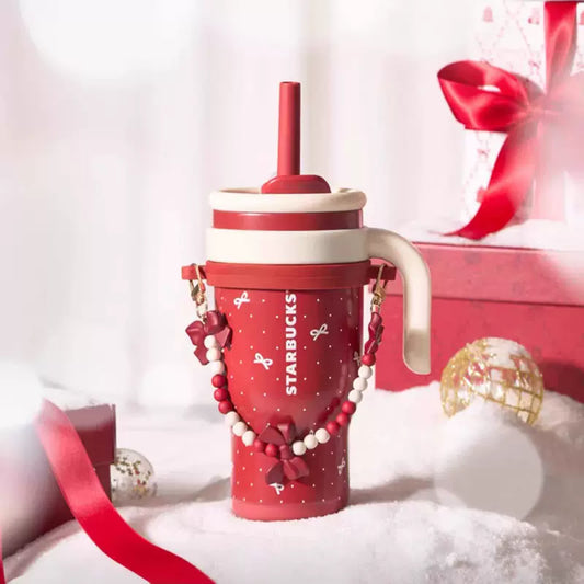 pre-order Starbucks China 2025 Christmas Heartbeat series 520ml stainless steel straw cup