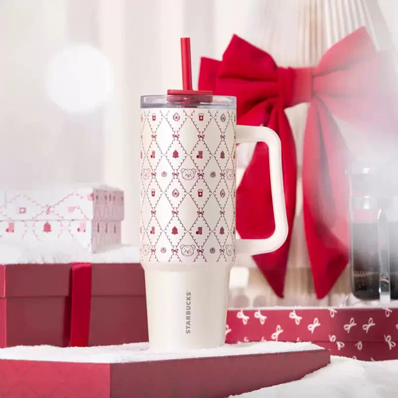Starbucks China 2025 Christmas Heartbeat series 900ml stainless steel double drink cup